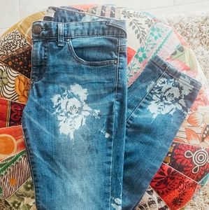 FREE PEOPLE Flower Dyed Cropped Skinny Jeans